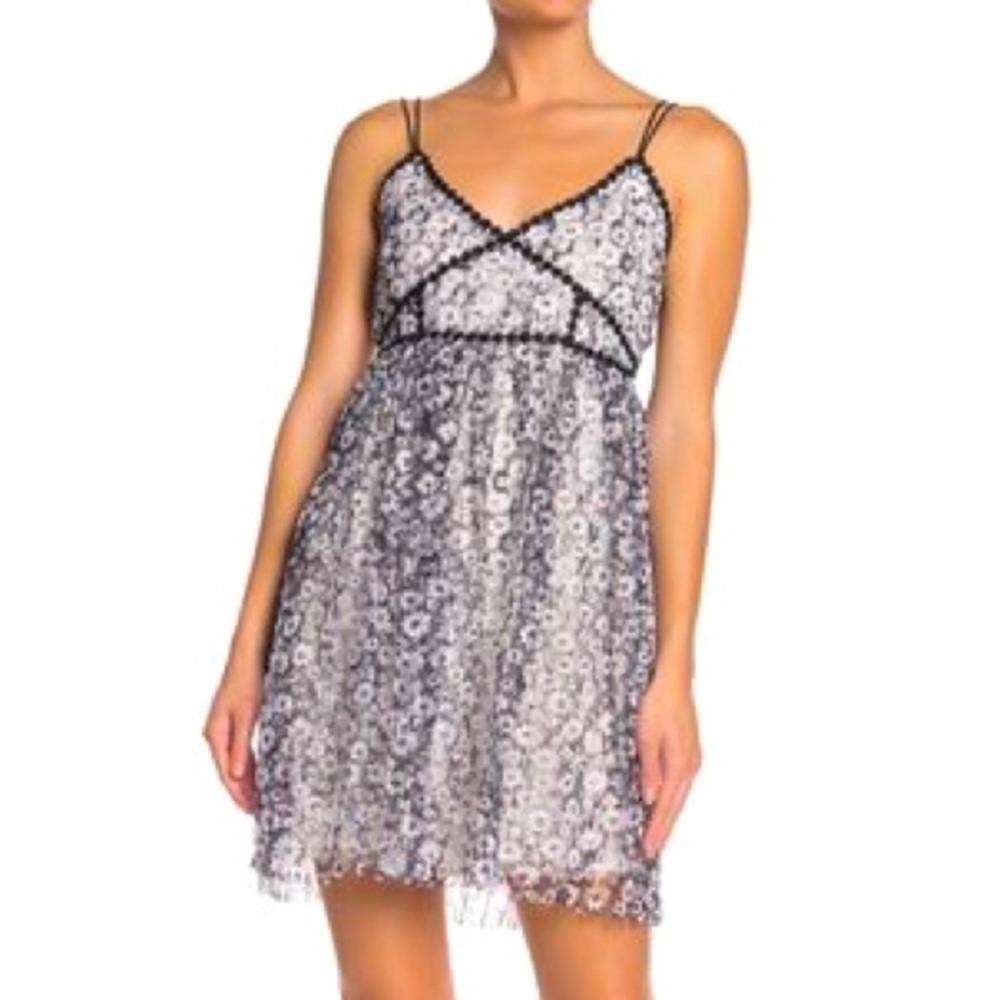 NWT Romeo & Juliet Couture Black & White Floral Tulle Mini  Dress Sz Large